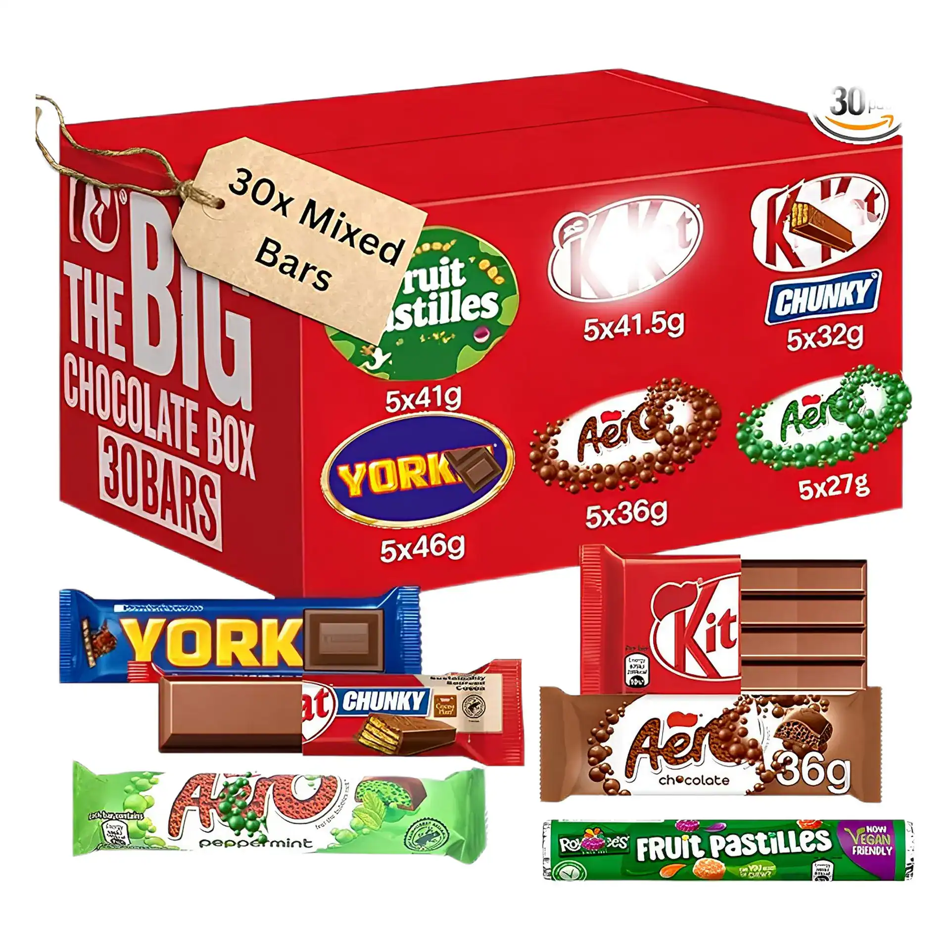 147bbf03-c2c7-4efc-b52d-4590d0edac8e Nestlé The Big Chocolate Box, 30 x Chocolate Bars – KitKat, KitKat Chunky, Yorkie, Aero, Munchies – Chocolate Sharing Gift, 1.3kg - Image 1
